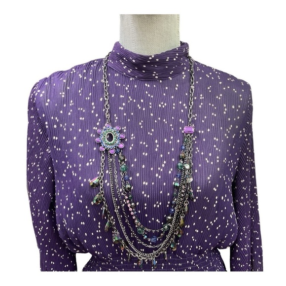 ZARA PURPLE SMOCKED
WAIST & CUFFS POLKA DOT
MINI JUMPERSUITE DRESS SIZE MEDIUM - Picture 6 of 11